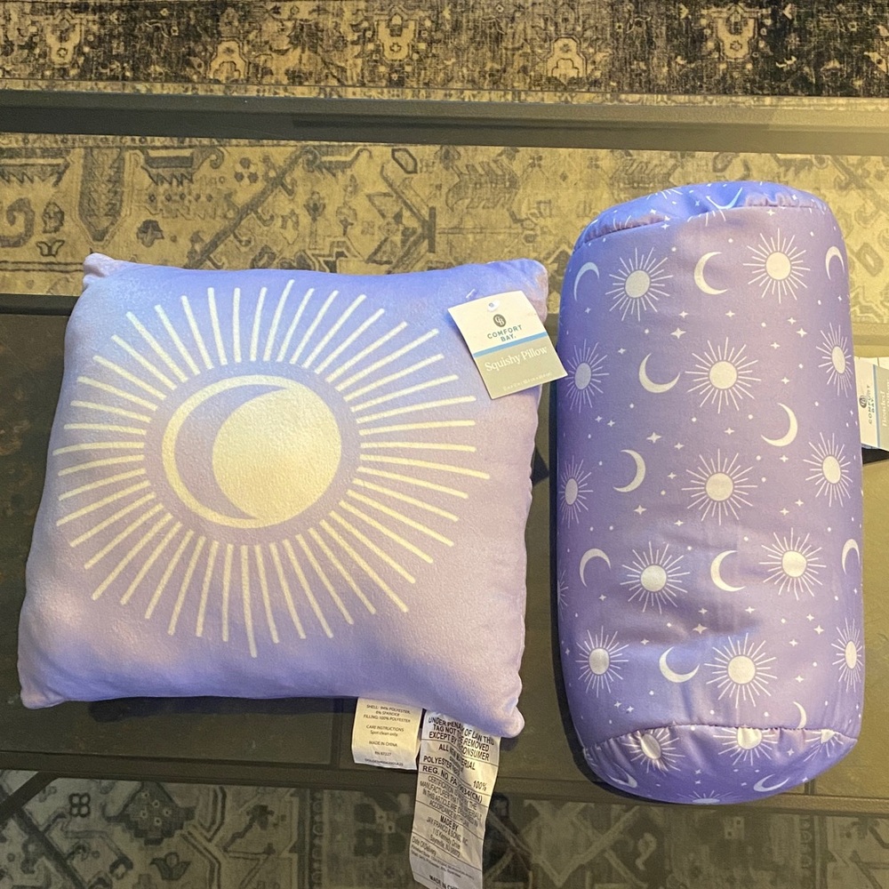 New Purple sun and moon pillows.